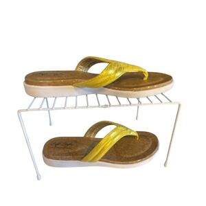 Soft Style Yellow Thong Sandals Comfort‎ Cork Footbed Casual Shoes Size 8